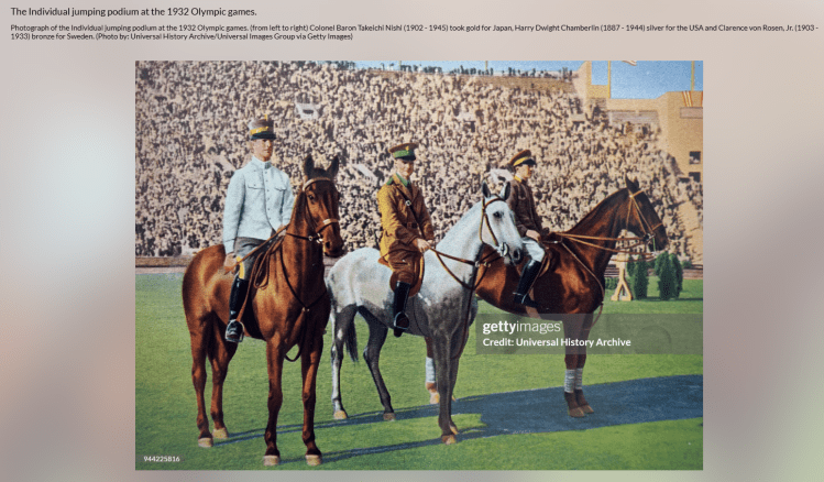 Harry Chamberlin Individual Jumping Competition 1932 Olympics Courtesy of Getty Images